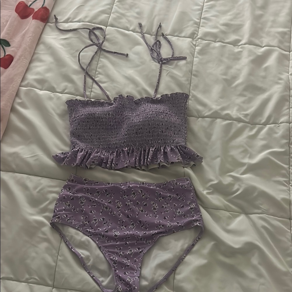 Amazon Purple Floral Bikini Set